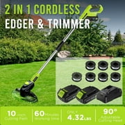 Steelite 21V Cordless String Trimmer, Battery Powered Weed Wacker \u0026 Lightweight Grass Trimmer with 2 x 2.0Ah Battery,Charger and 6 PCS Replacement Spools